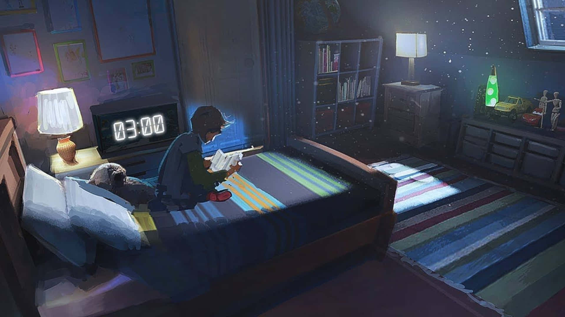 Lo Fi Anime Chill Boy Reading Book Background