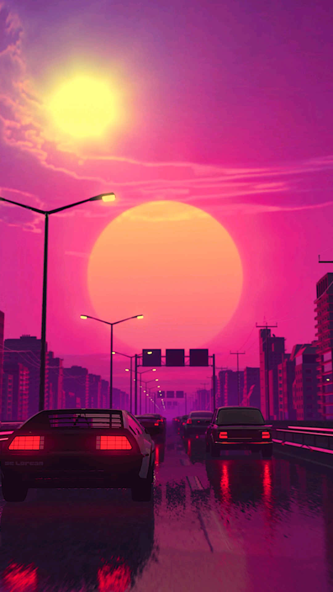 Lo Fi Anime Chill Driving Cars On Sunset Background