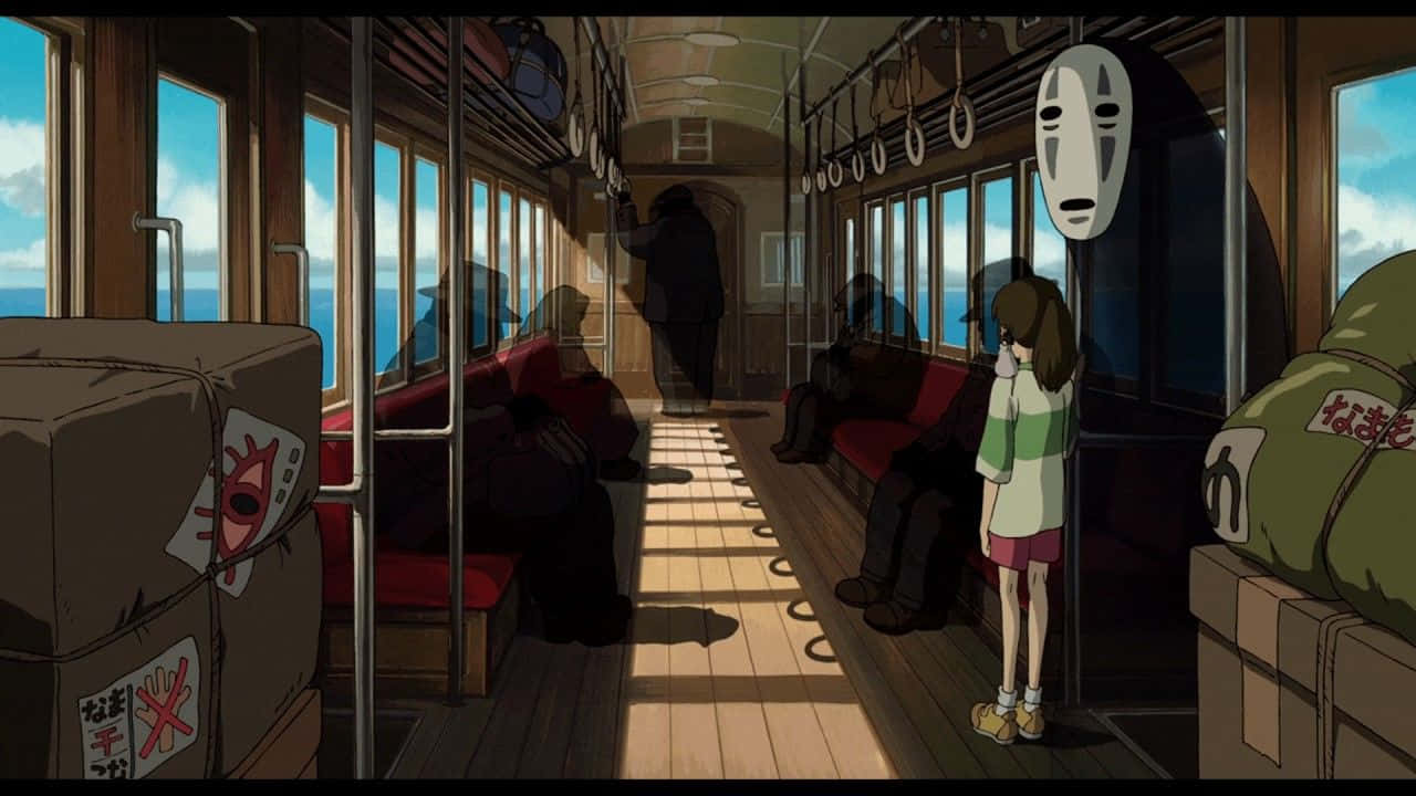 Lo Fi Anime Chill Train With Masked Shadows Background