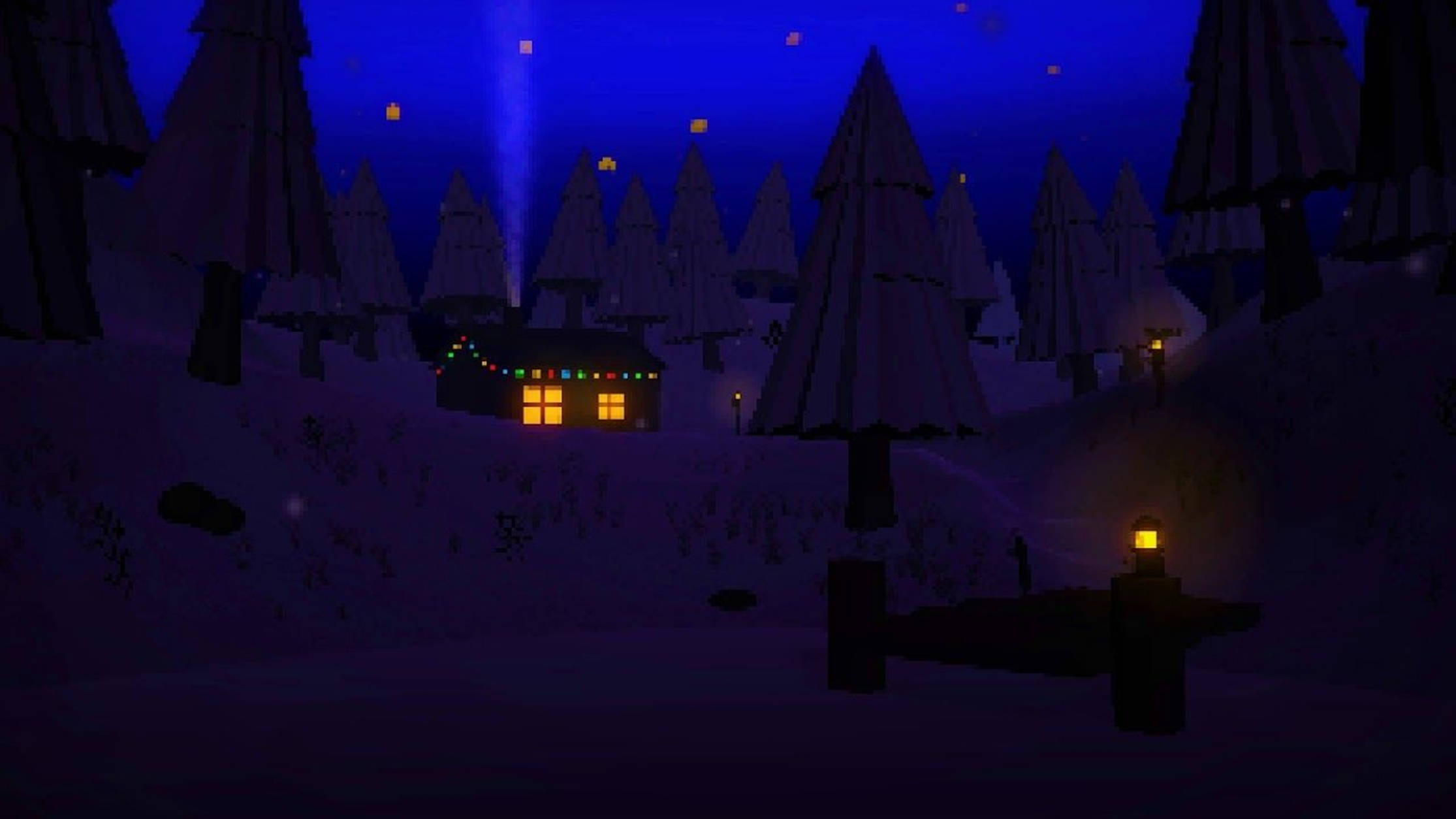 Lo Fi Anime Christmas Village Background