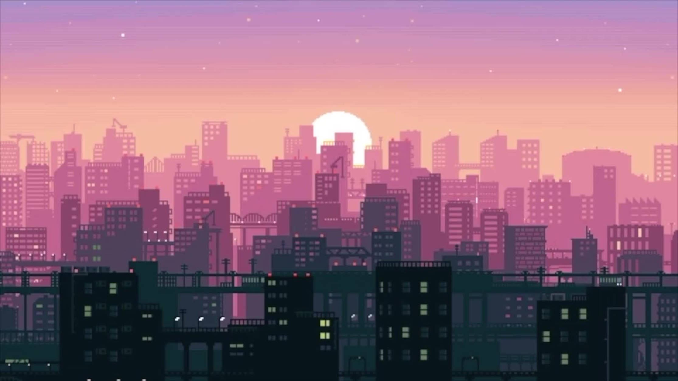 Lo Fi Anime High Rise Buildings Background