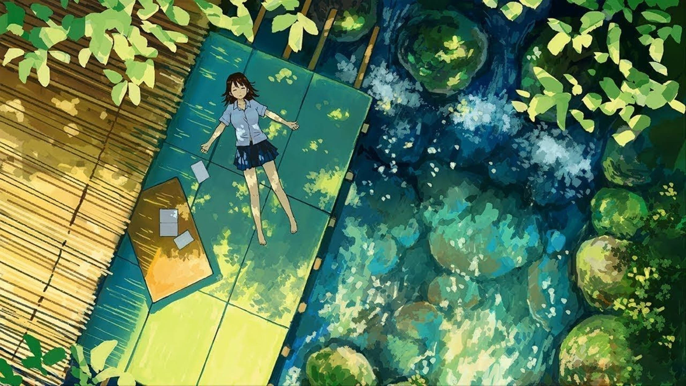 Lo Fi Anime Sleeping Schoolgirl Background