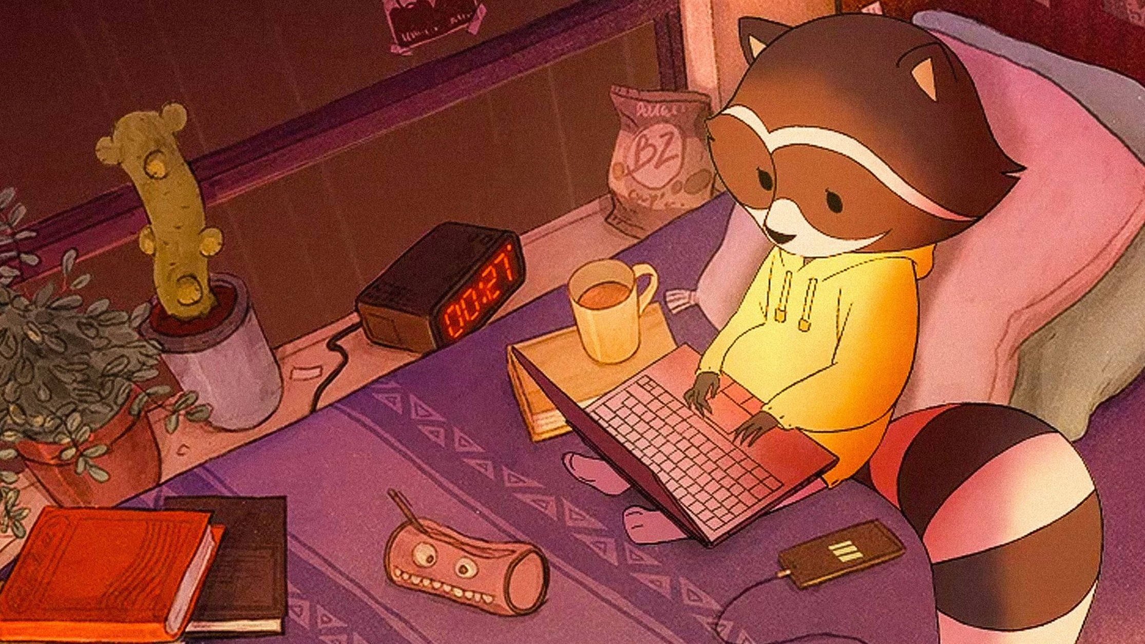 Lo Fi Anime Studying Ghibli Raccoon