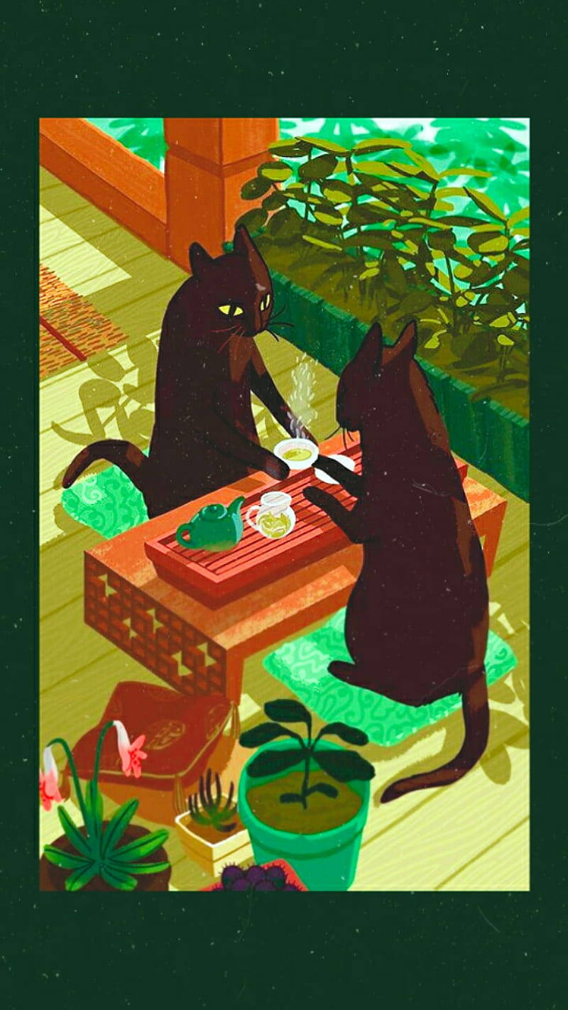 Lo Fi Iphone Black Cats Background