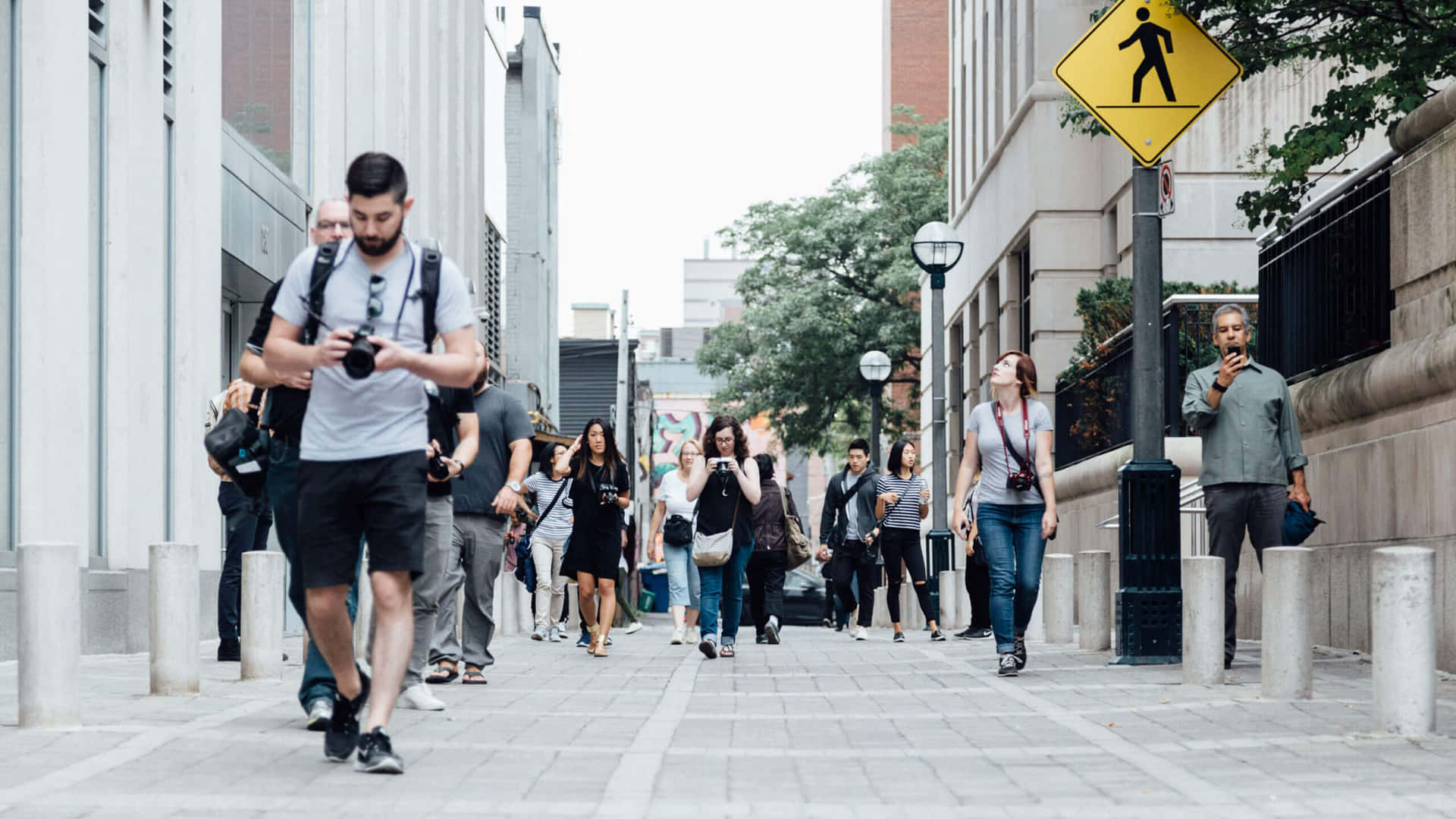 Local Busy Walkway Background