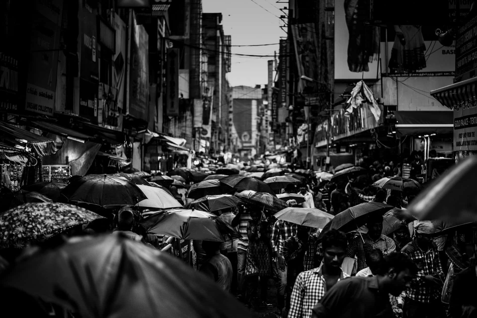 Local Crowded Street In India Background