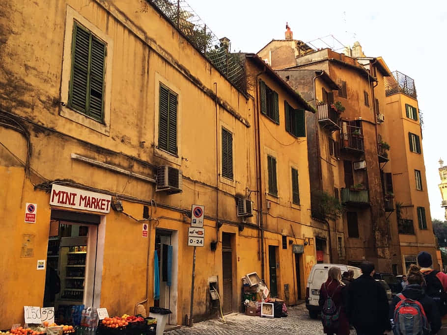 Local Market In Rome Italy Background