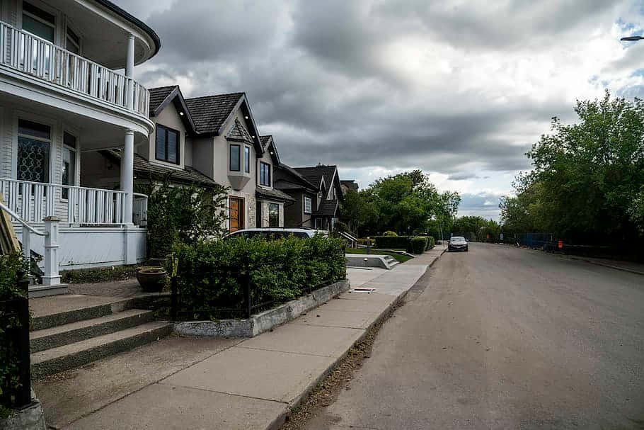 Local Neighborhood Street In Canada Background