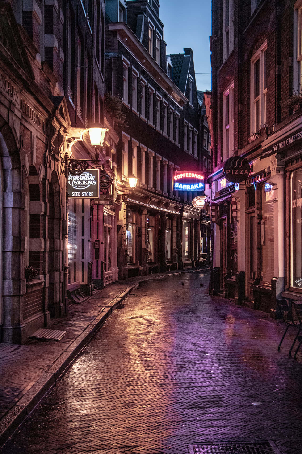Local Pub On A Street At Night