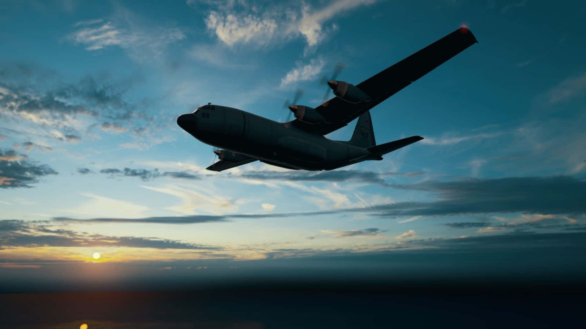 Lockheed C 130 Hercules Plane 4k Ultra Hd Silhouette Background