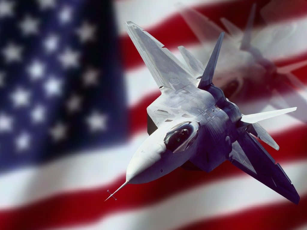 Lockheed Martin F 22 Raptor Patriotic Military Background