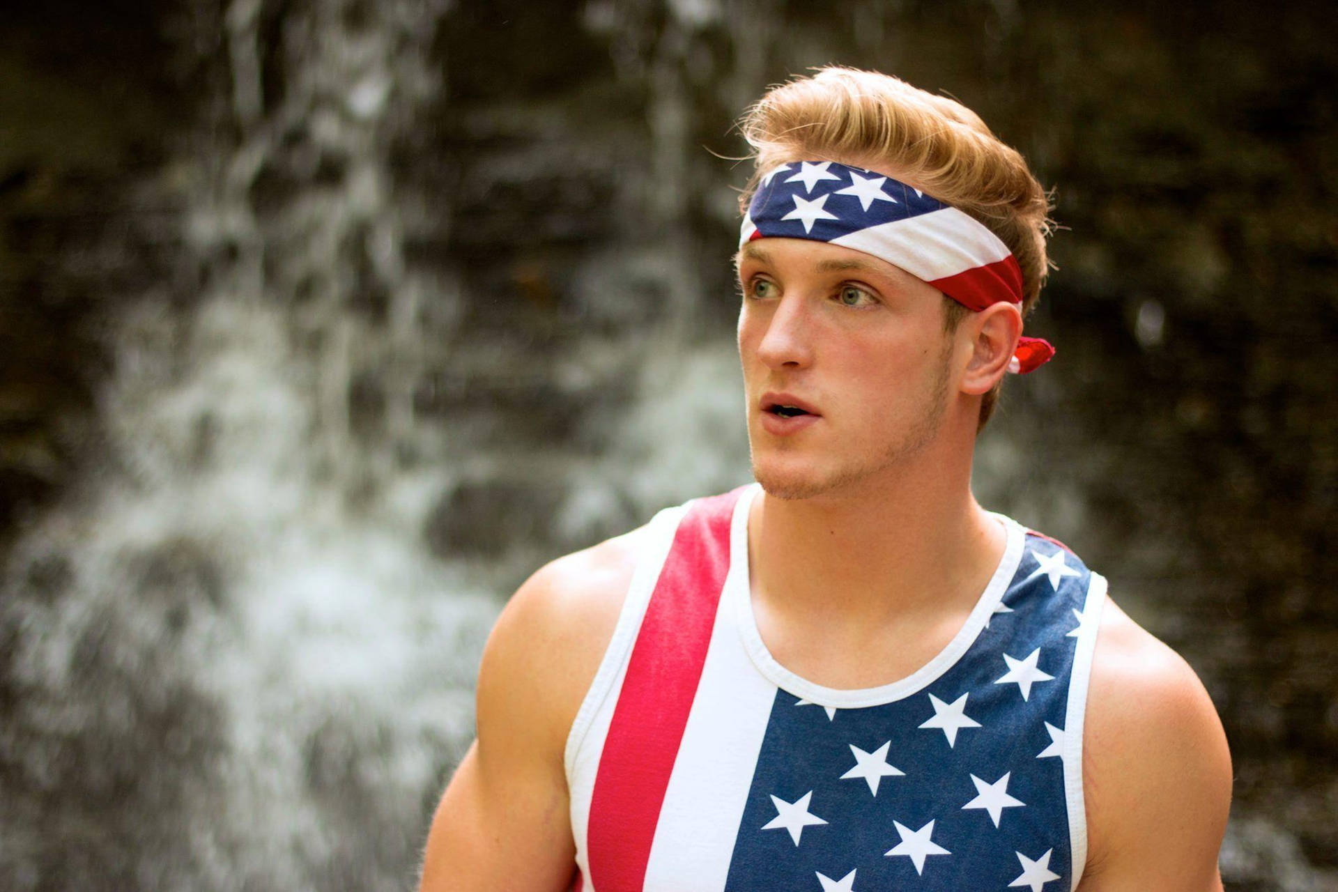 Logan Paul Wearing Usa Flag Top
