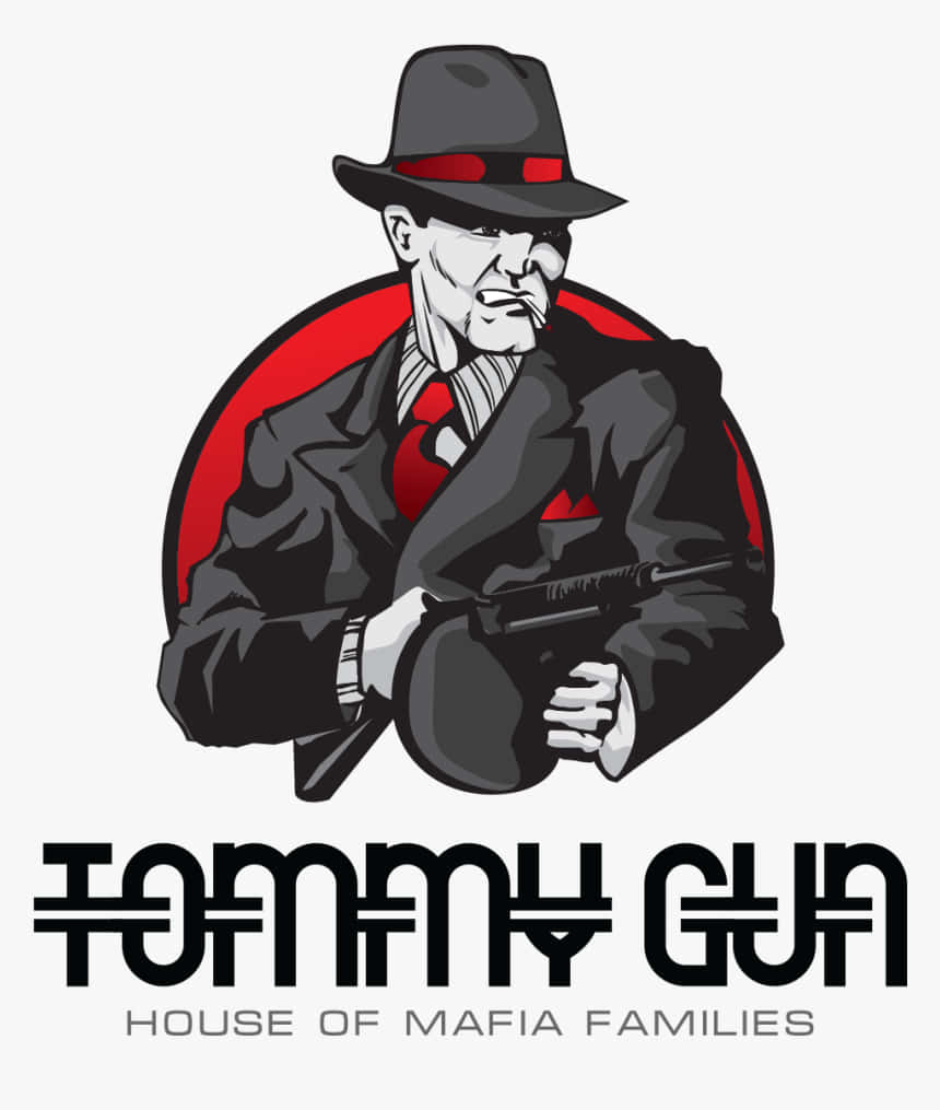 Logo Of Gangsters With Guns Background