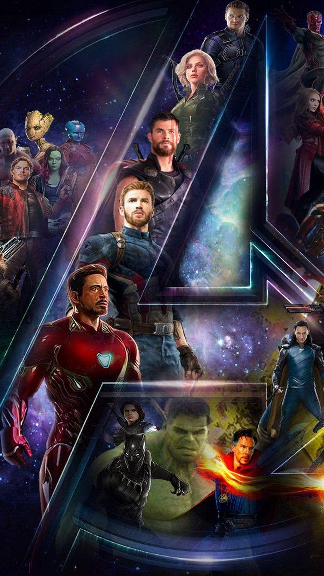 Logo With Members Of Avengers Iphone Background