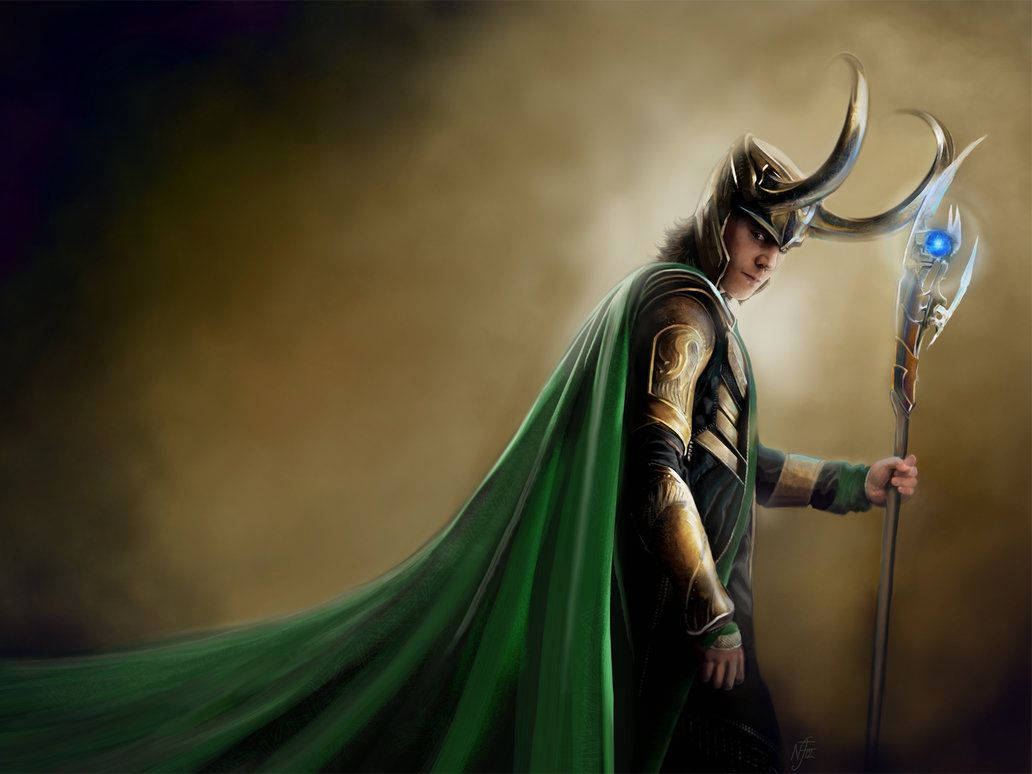 Loki And Staff Artwork Background
