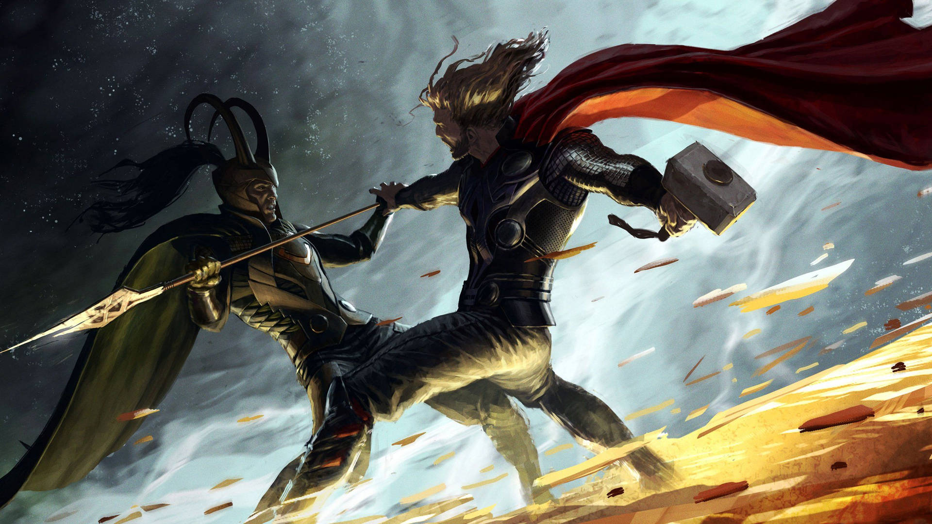 Loki And Thor Artwork Background