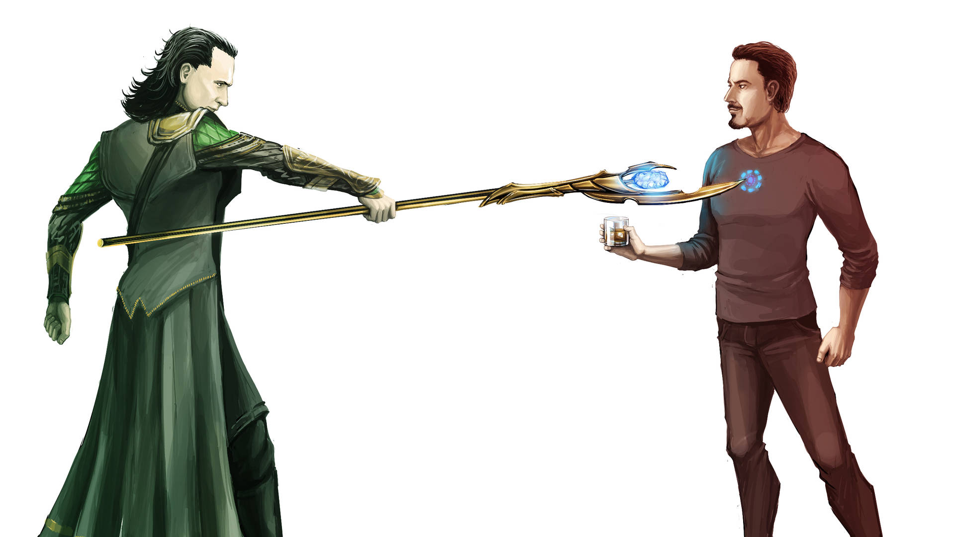 Loki And Tony Cartoon Art Background