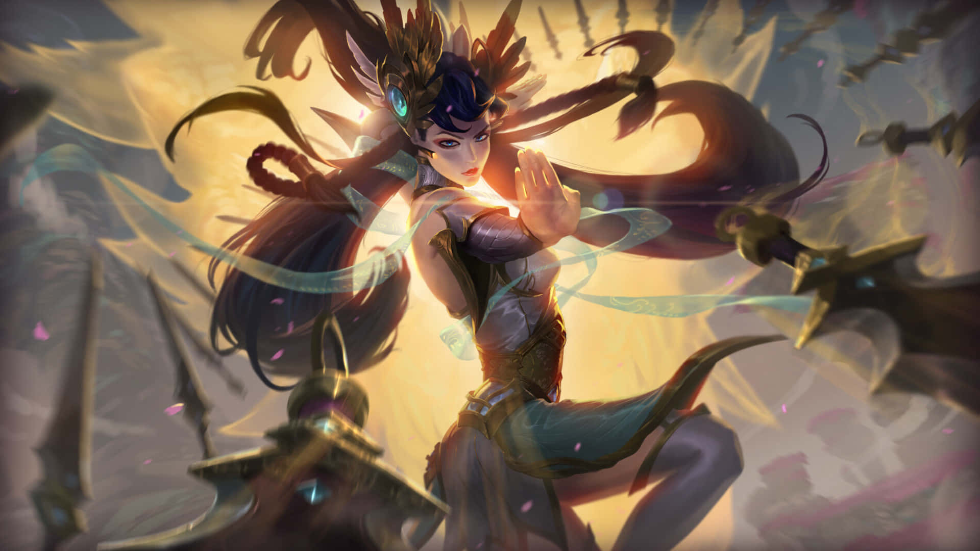 Lol 1920 X 1080 Gaming Irelia With Swords Background