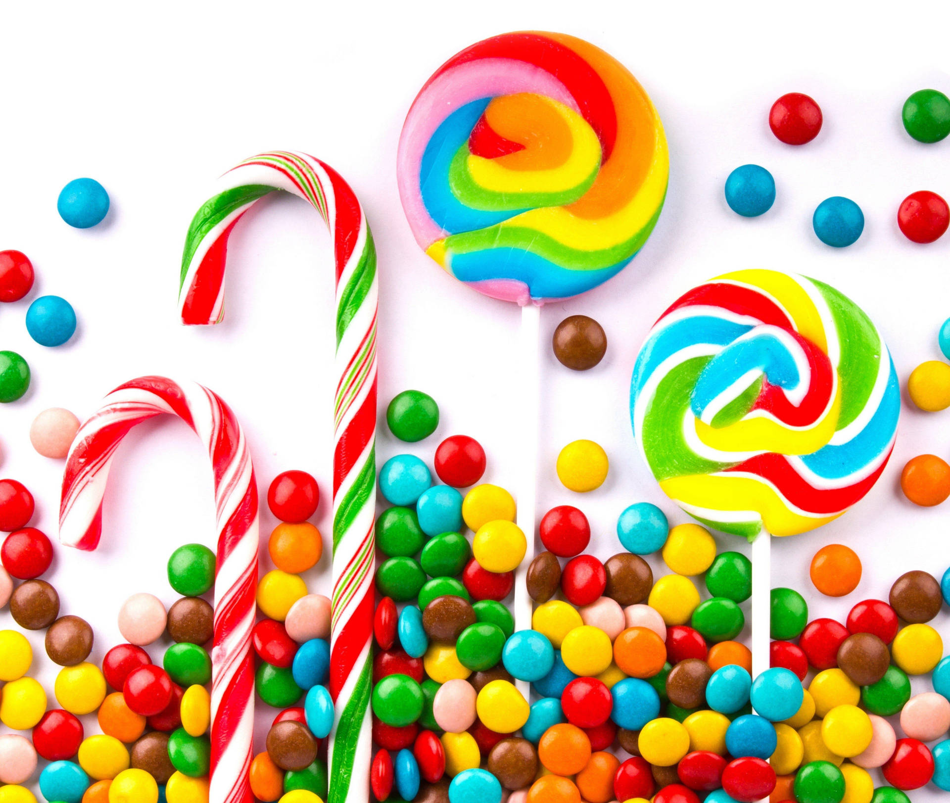 Lollipops And Round Candies Background