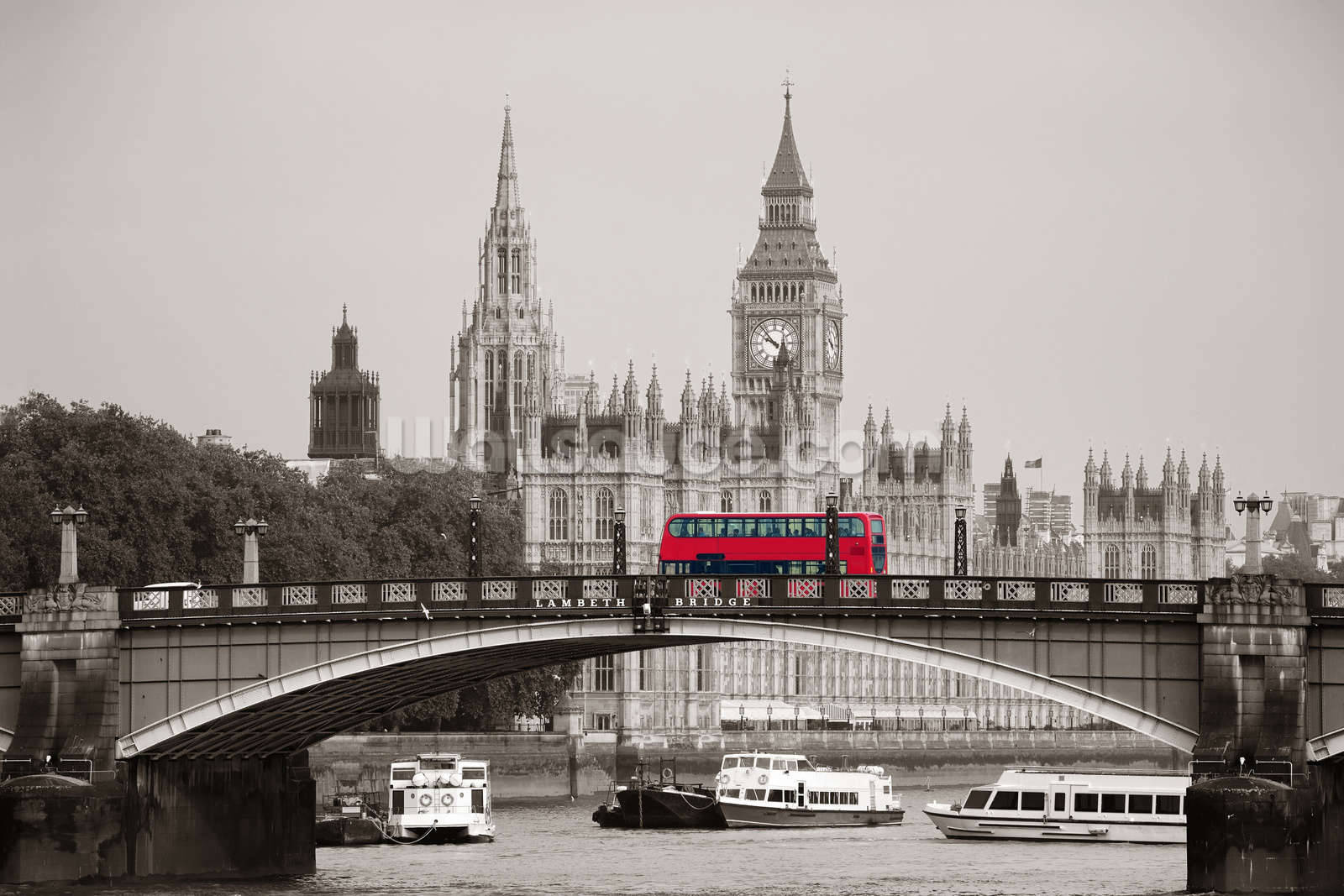 London Bus On Lambeth Bridge Background