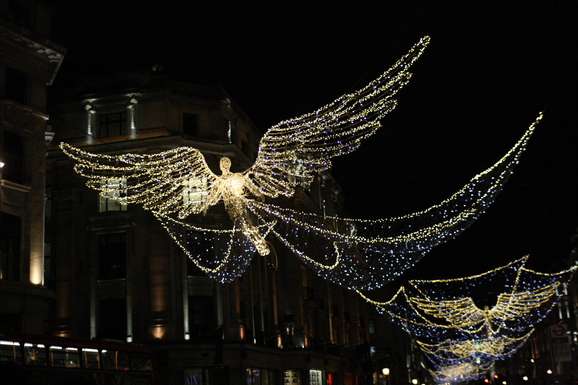 London Christmas Angel Lights Background