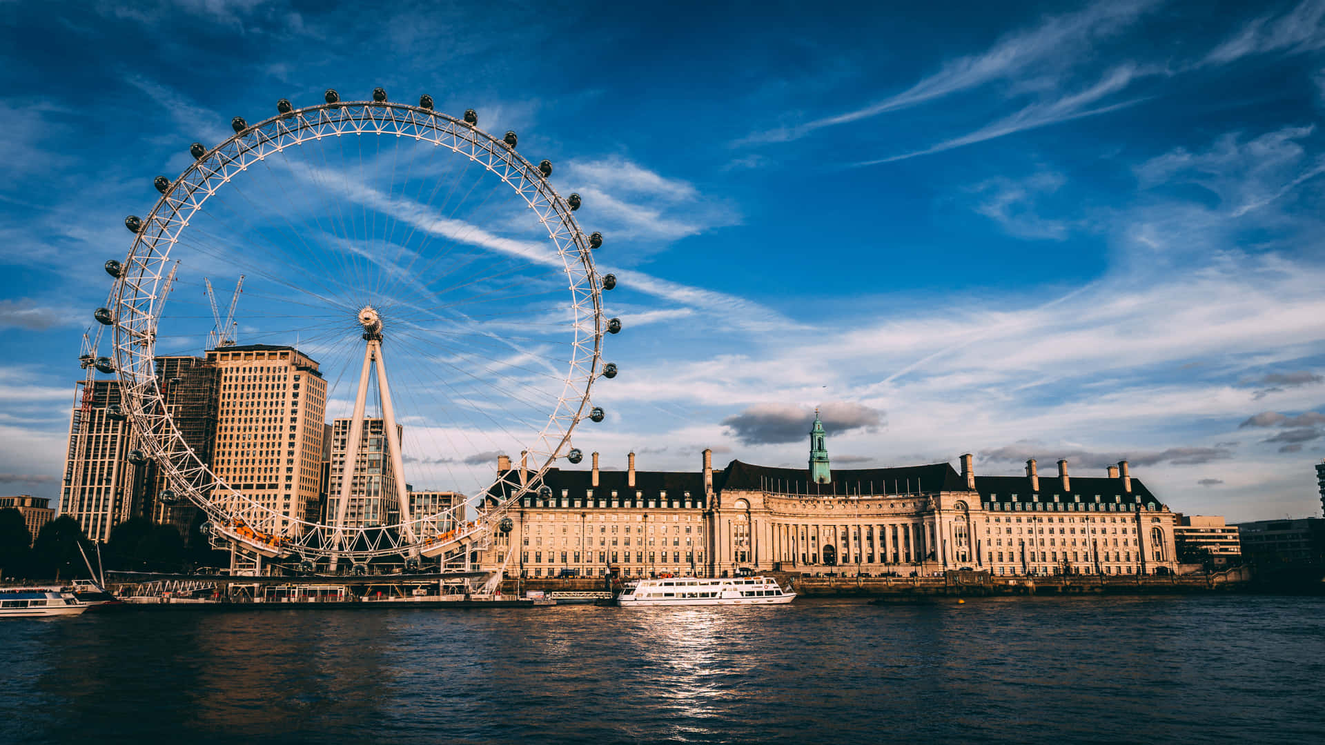 London Eye And The County Hall Background