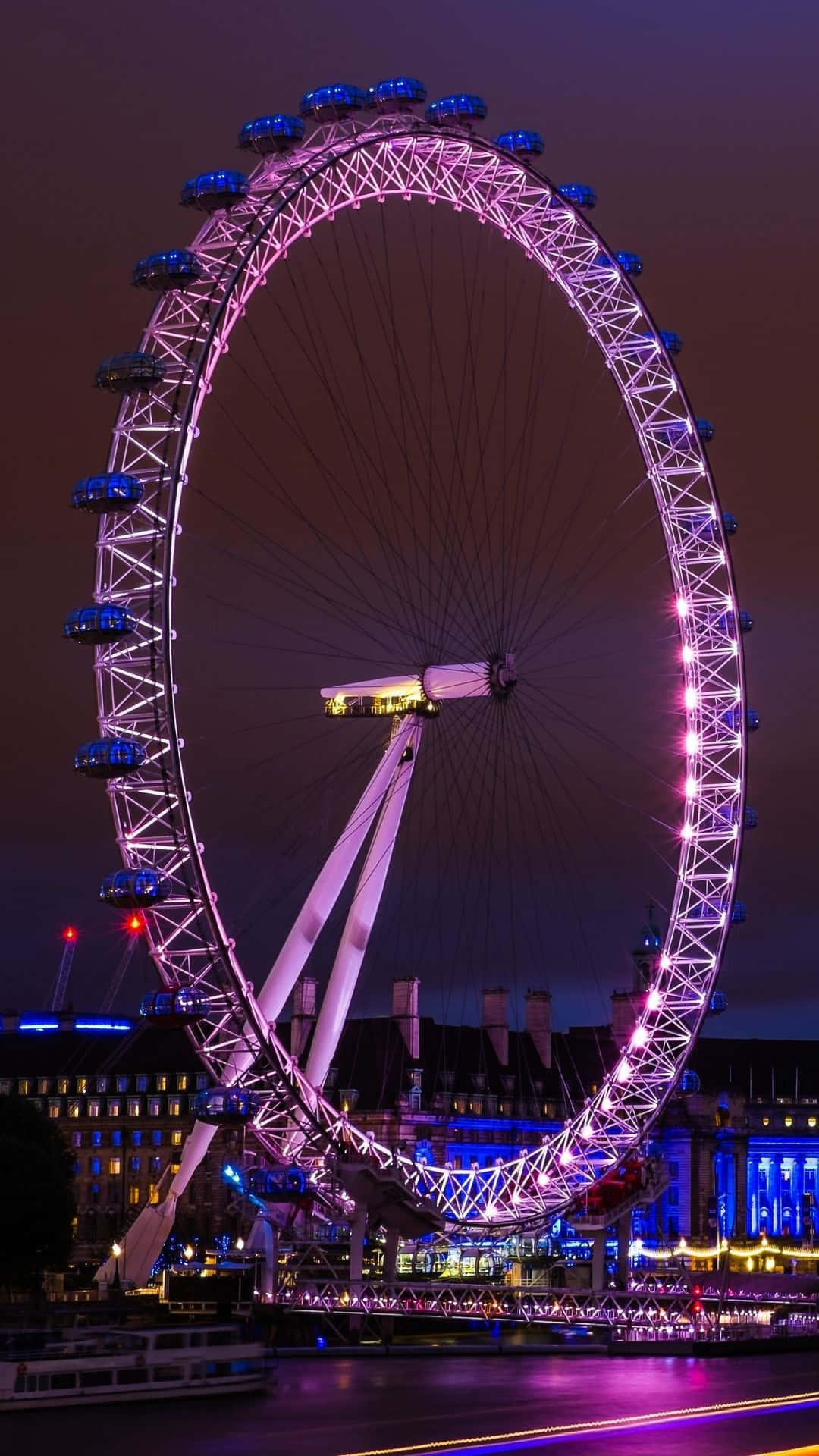 London Eye At Night In England Background