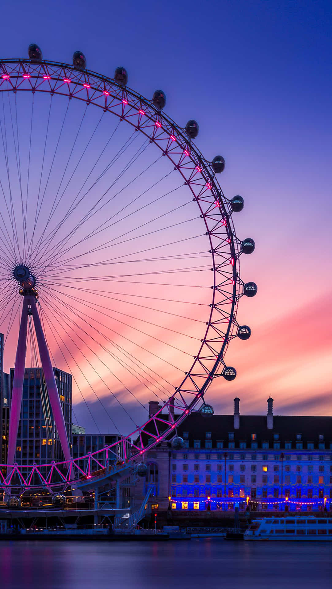 London Eye At Sunset Background