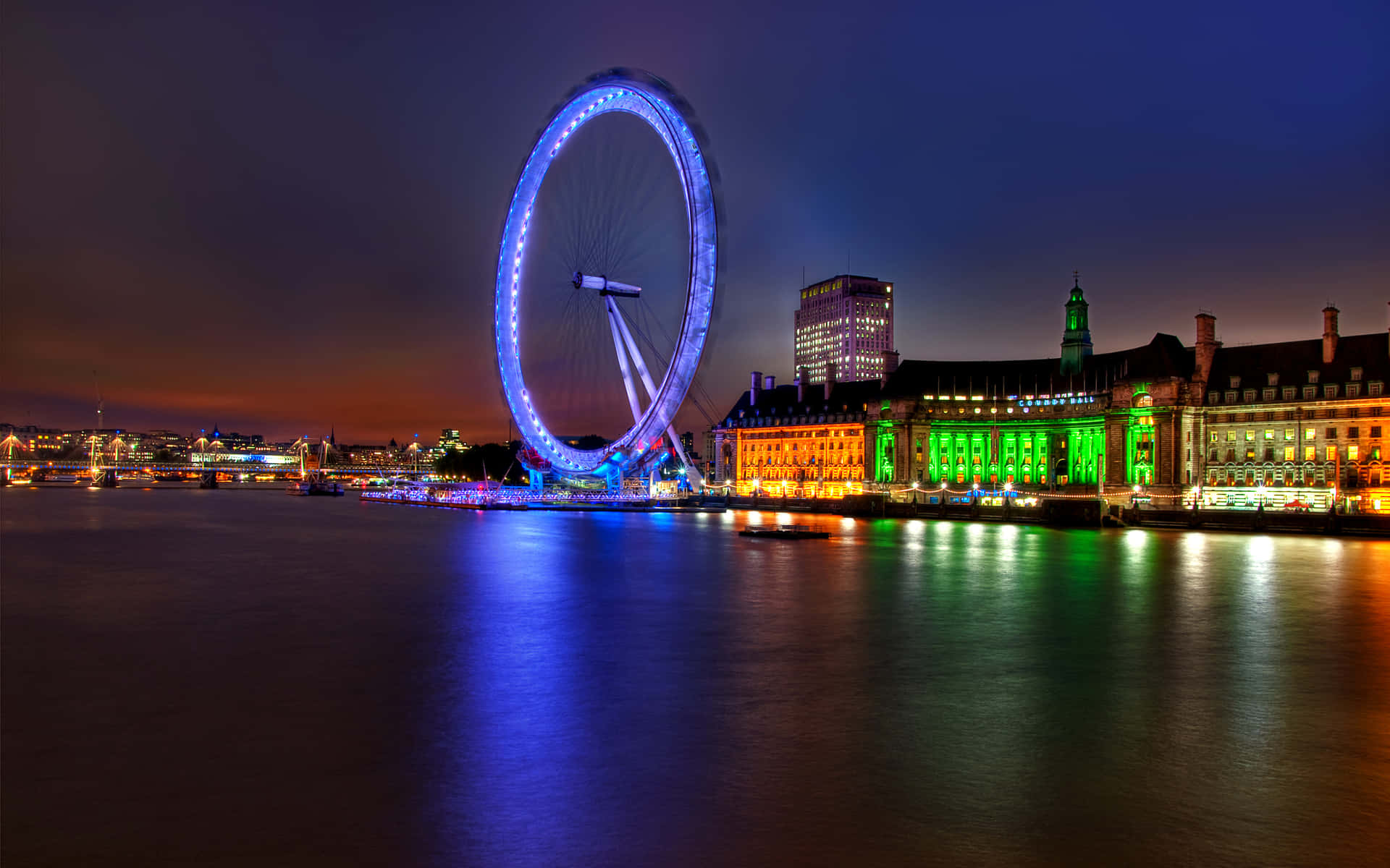 London Eye With Blue Lights