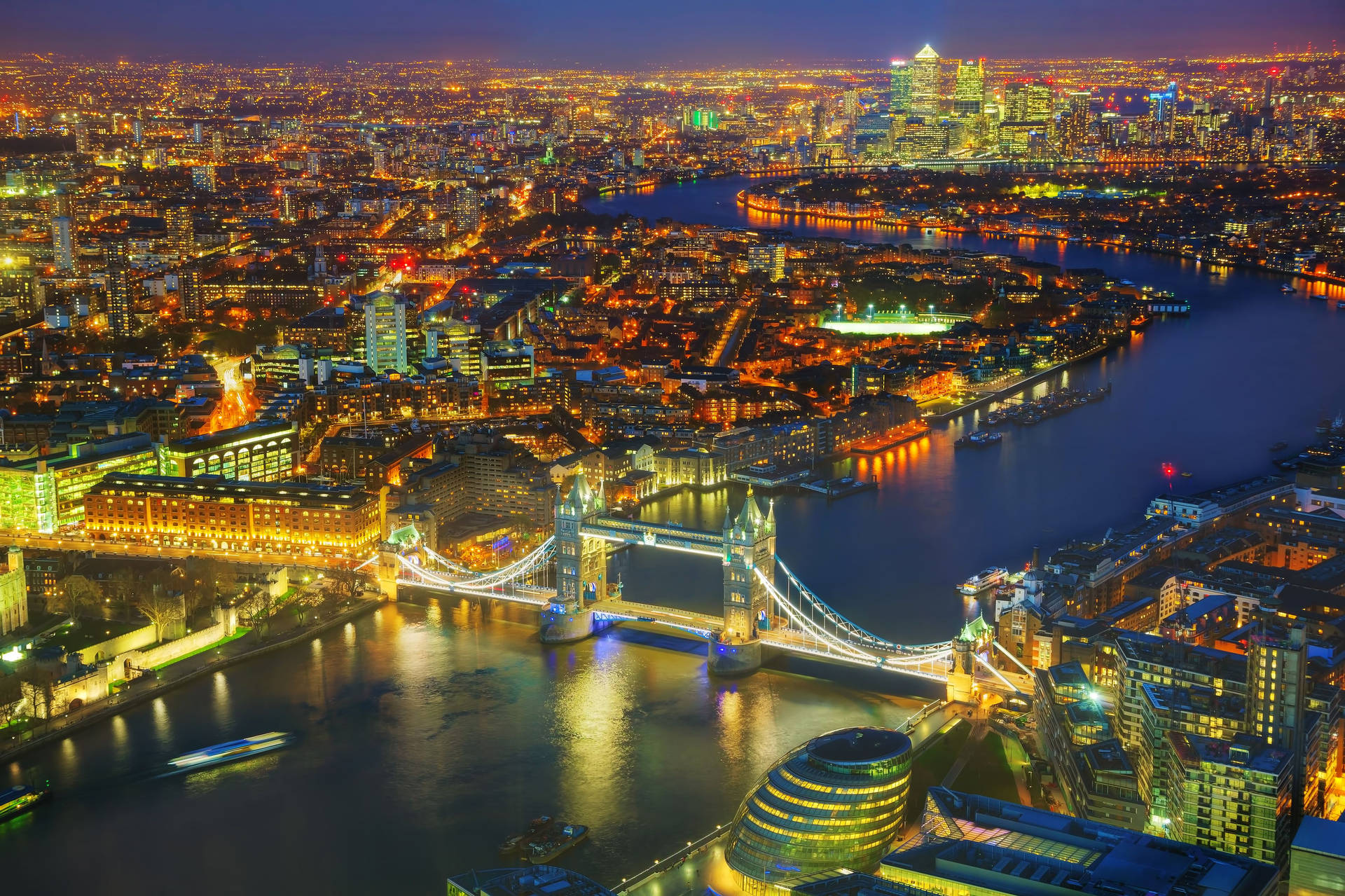 London Night Lights Cityscape Background