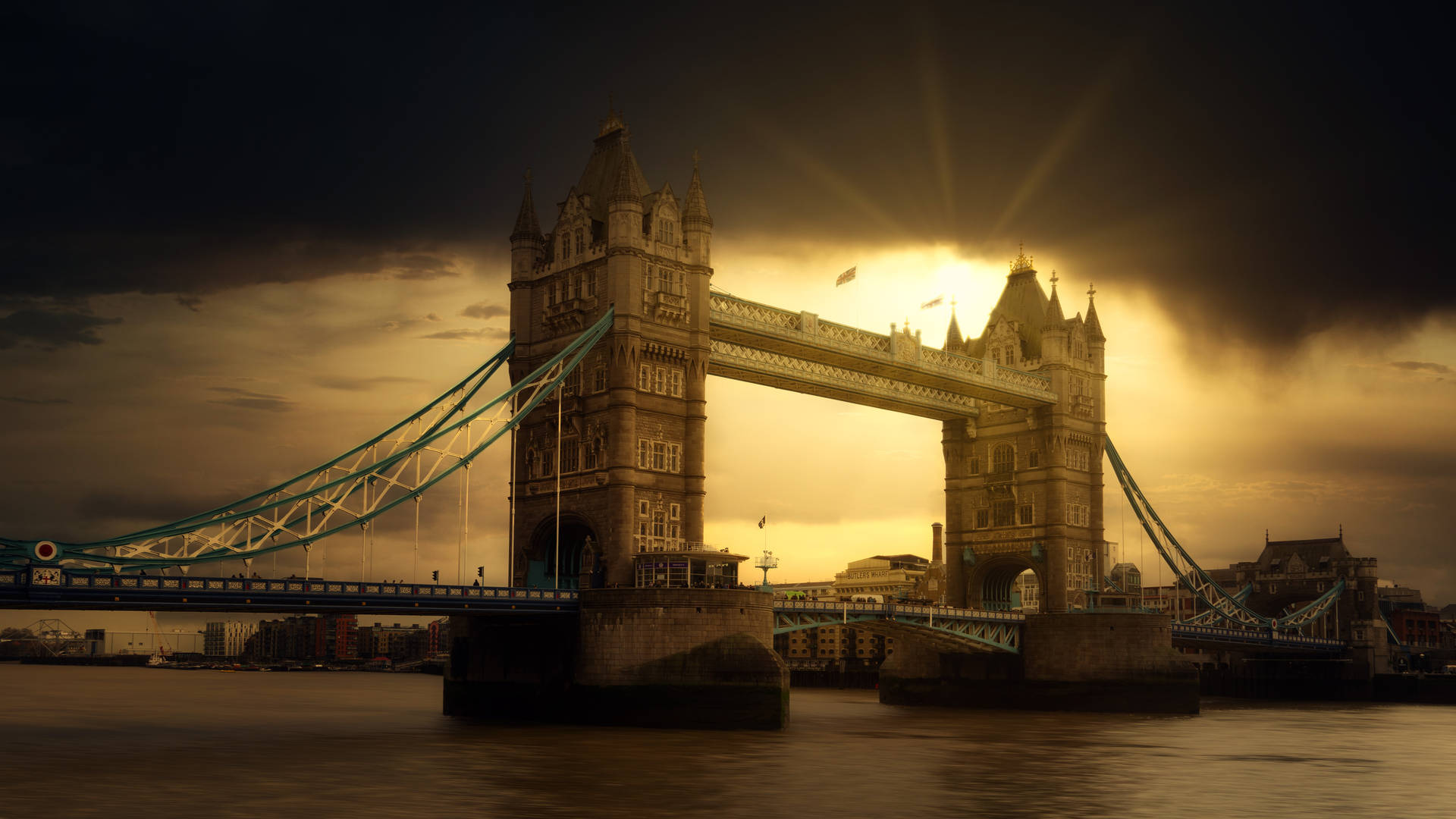 London's Tower Bridge During Golden Hour Background