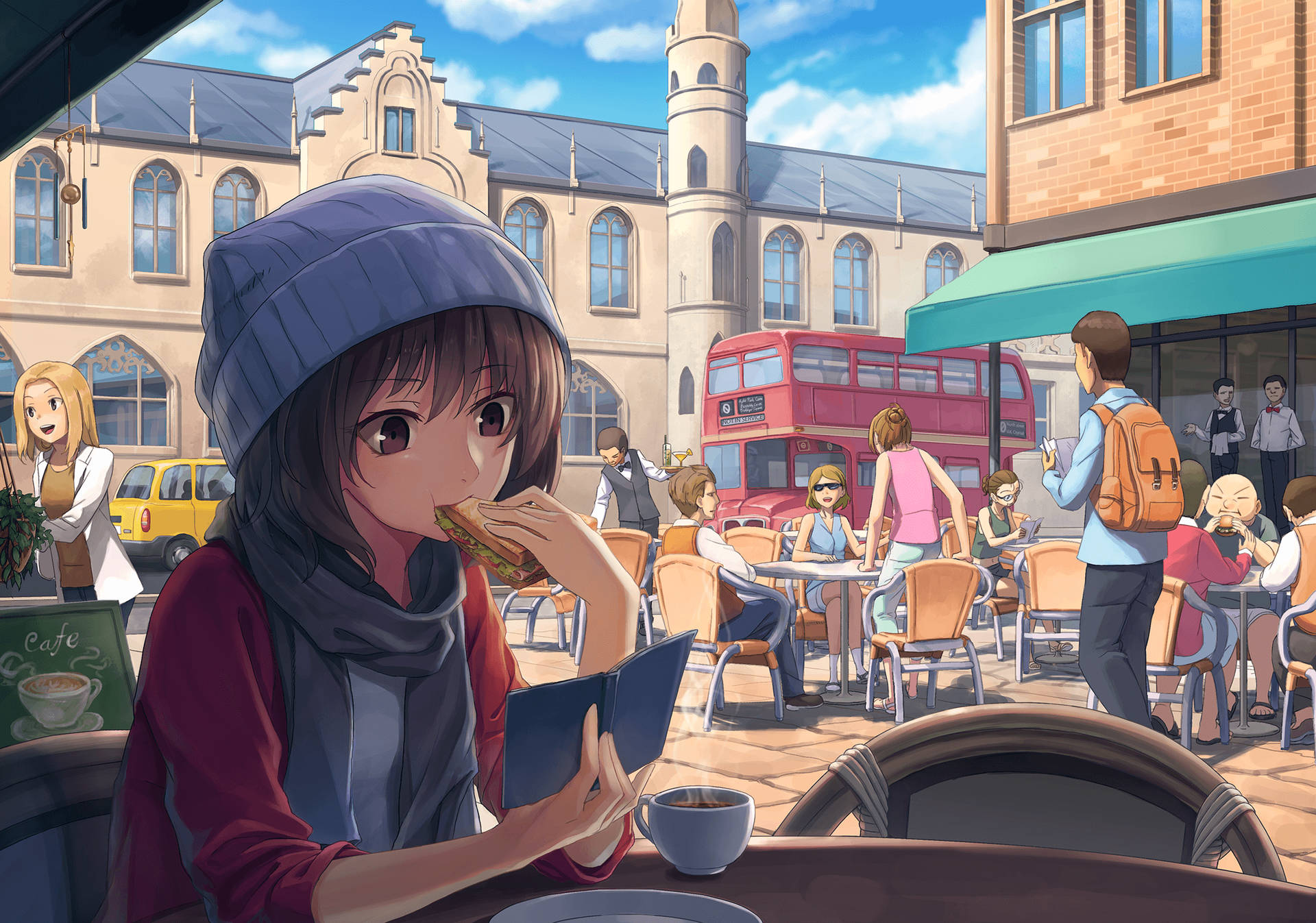 Lone Girl In A Cafe Cartoon