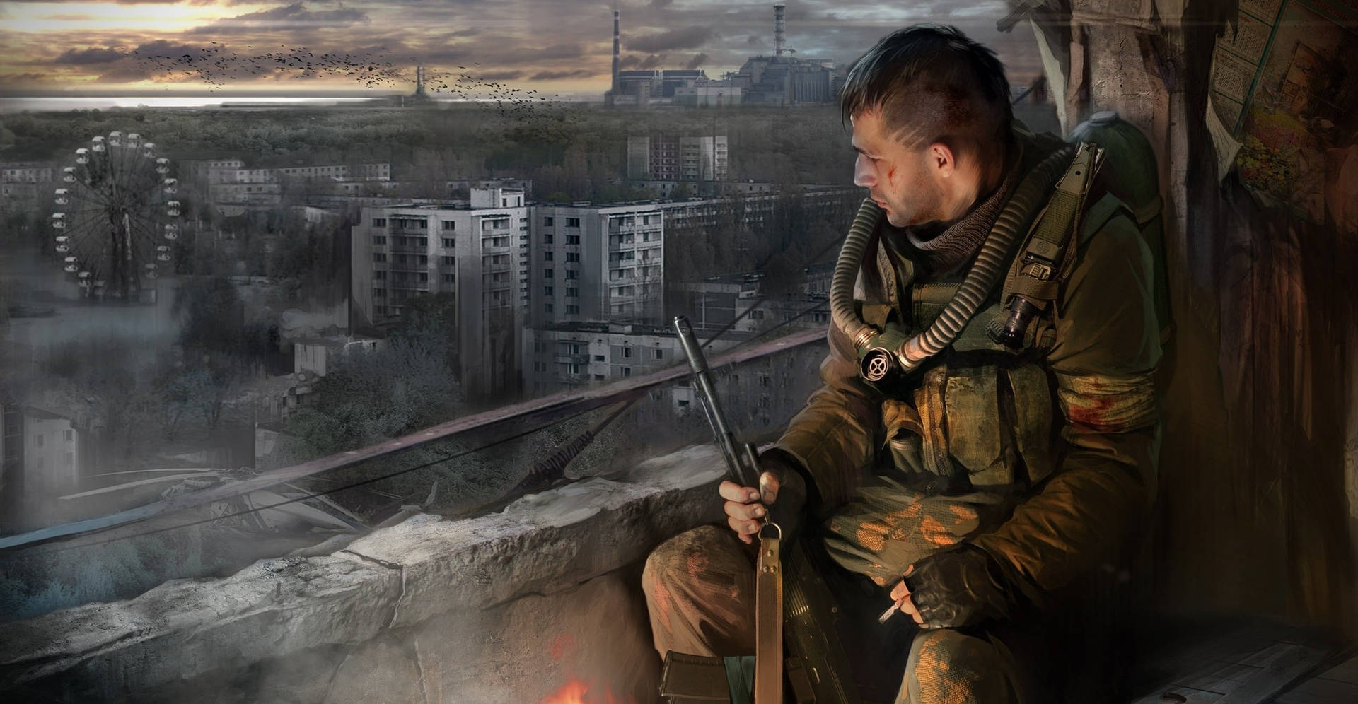 Lone Soldier From Stalker Video Game Background