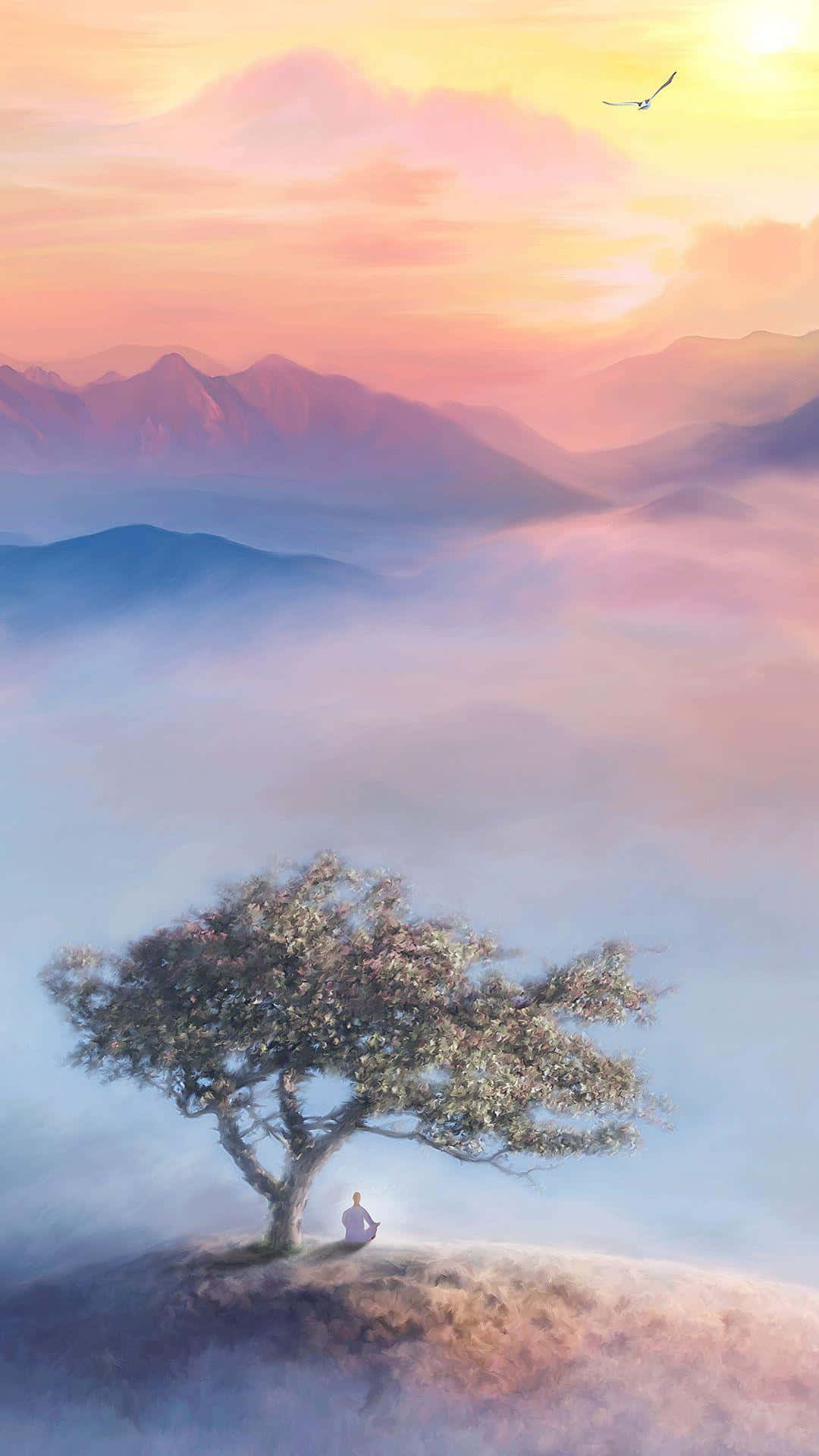 Lone Tree Of Mindfulness Background