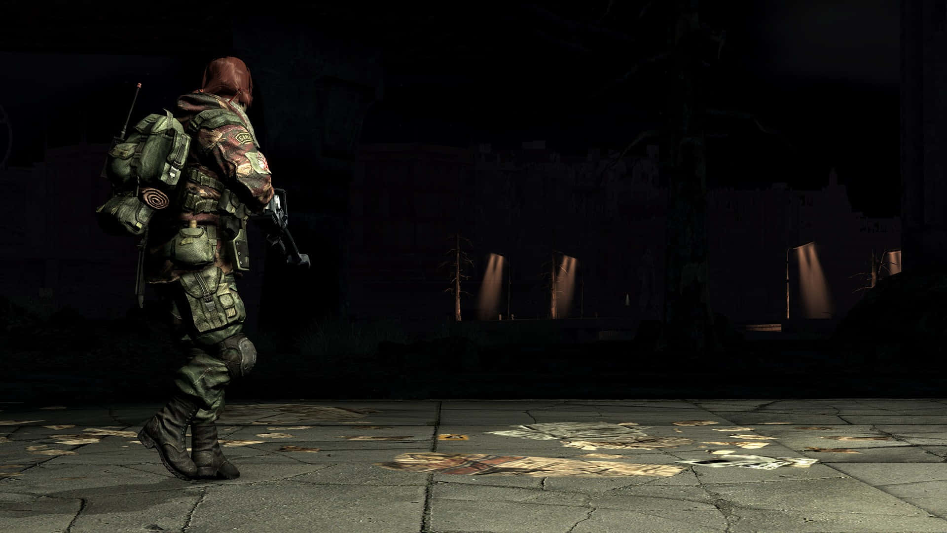 Lone_ Wanderer_in_ Ruins Background