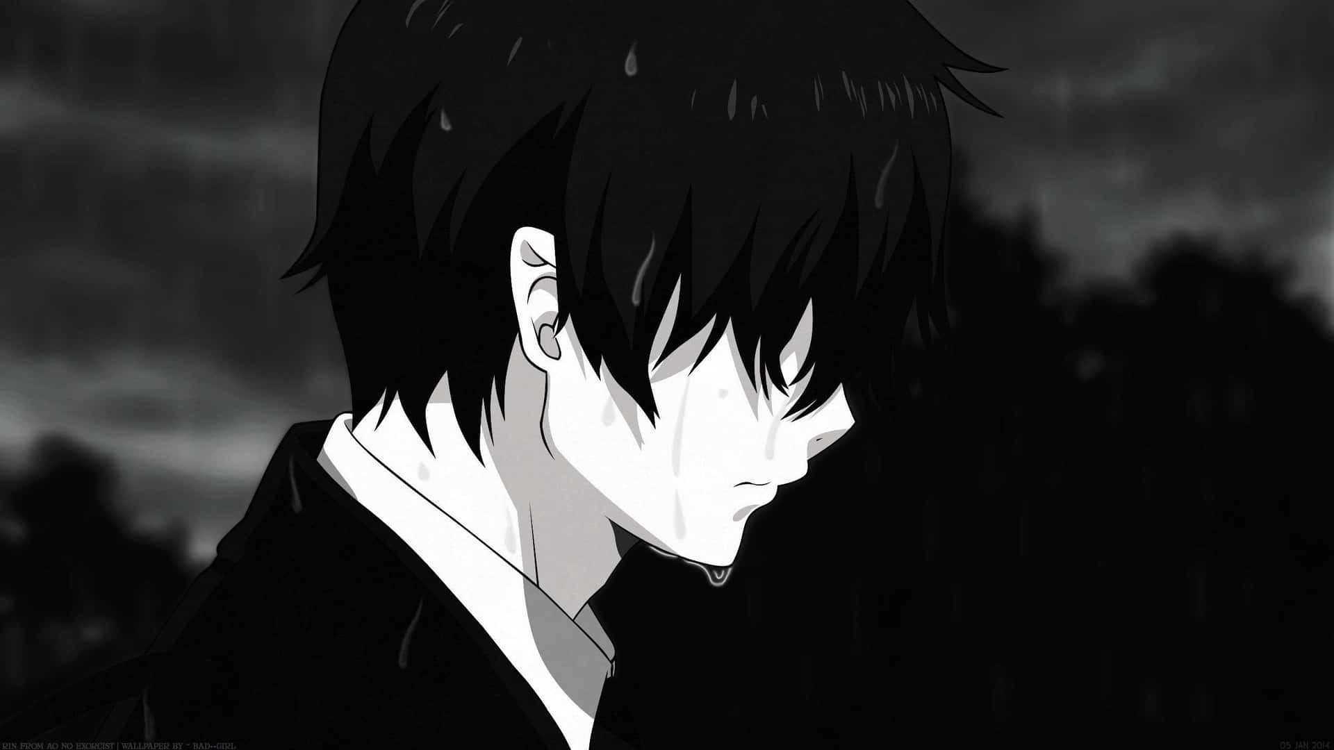 Loneliness Of An Anime Character In Black And White