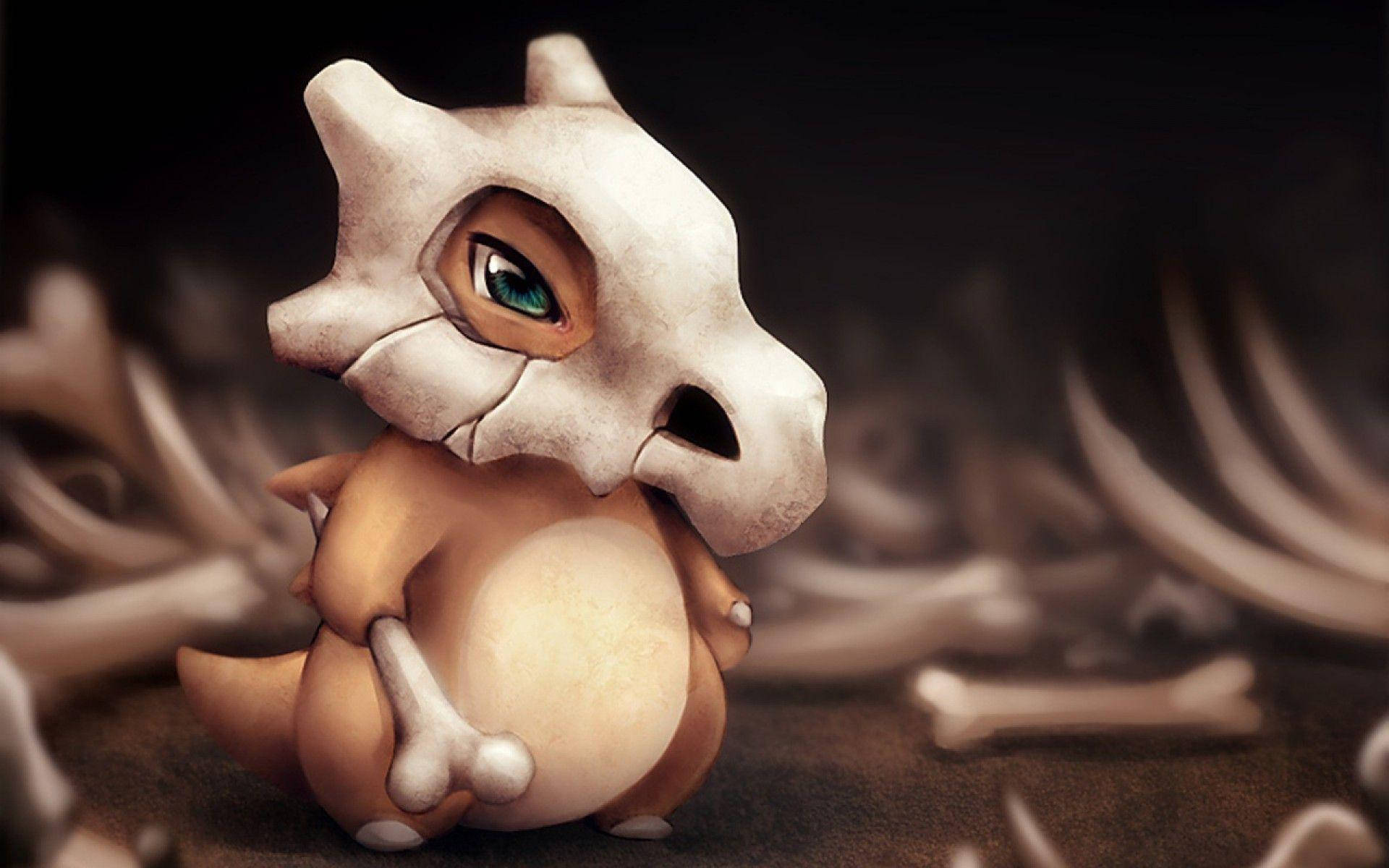 Lonely Cubone Surrounded By Bones Background