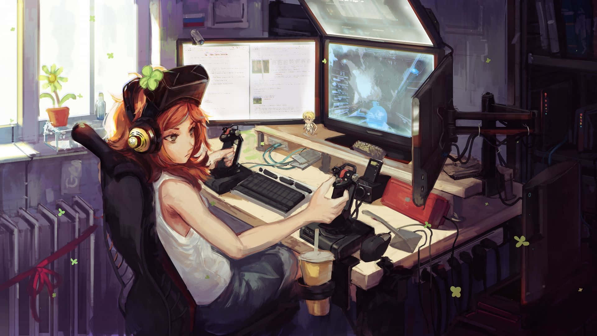 Lonely Gamer Girl Aesthetic Desktop Background