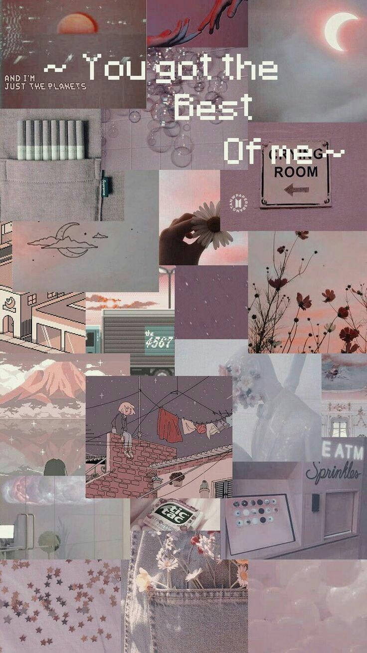 Lonely Girl Aesthetic Collage Background
