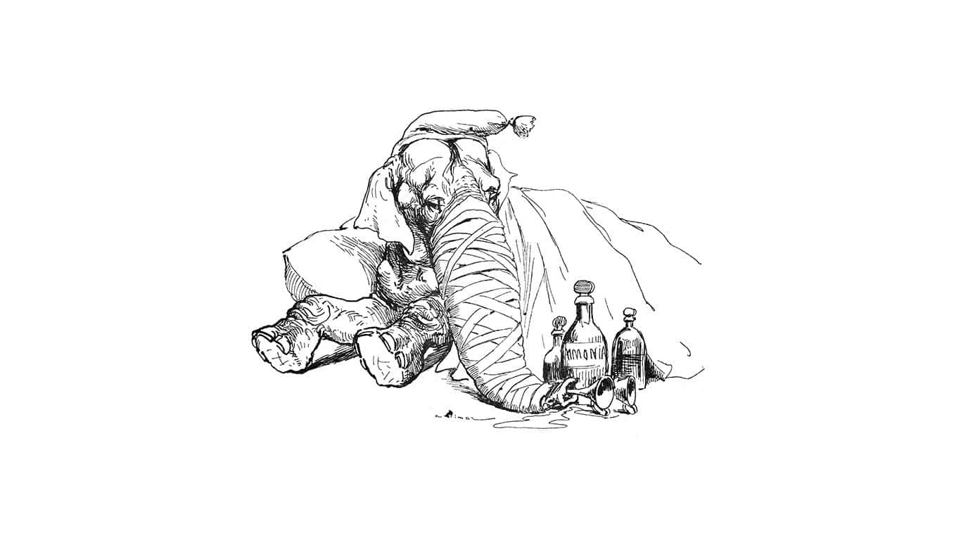 Lonely Injured Elephant Drawing Desktop Background