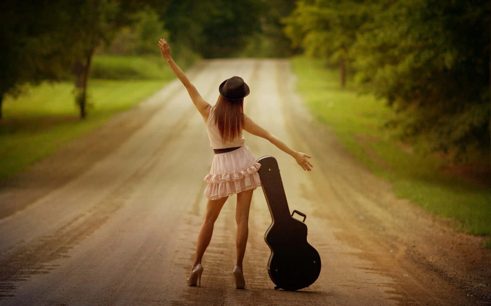 Lonely Road Guitarist Girl Profile Background