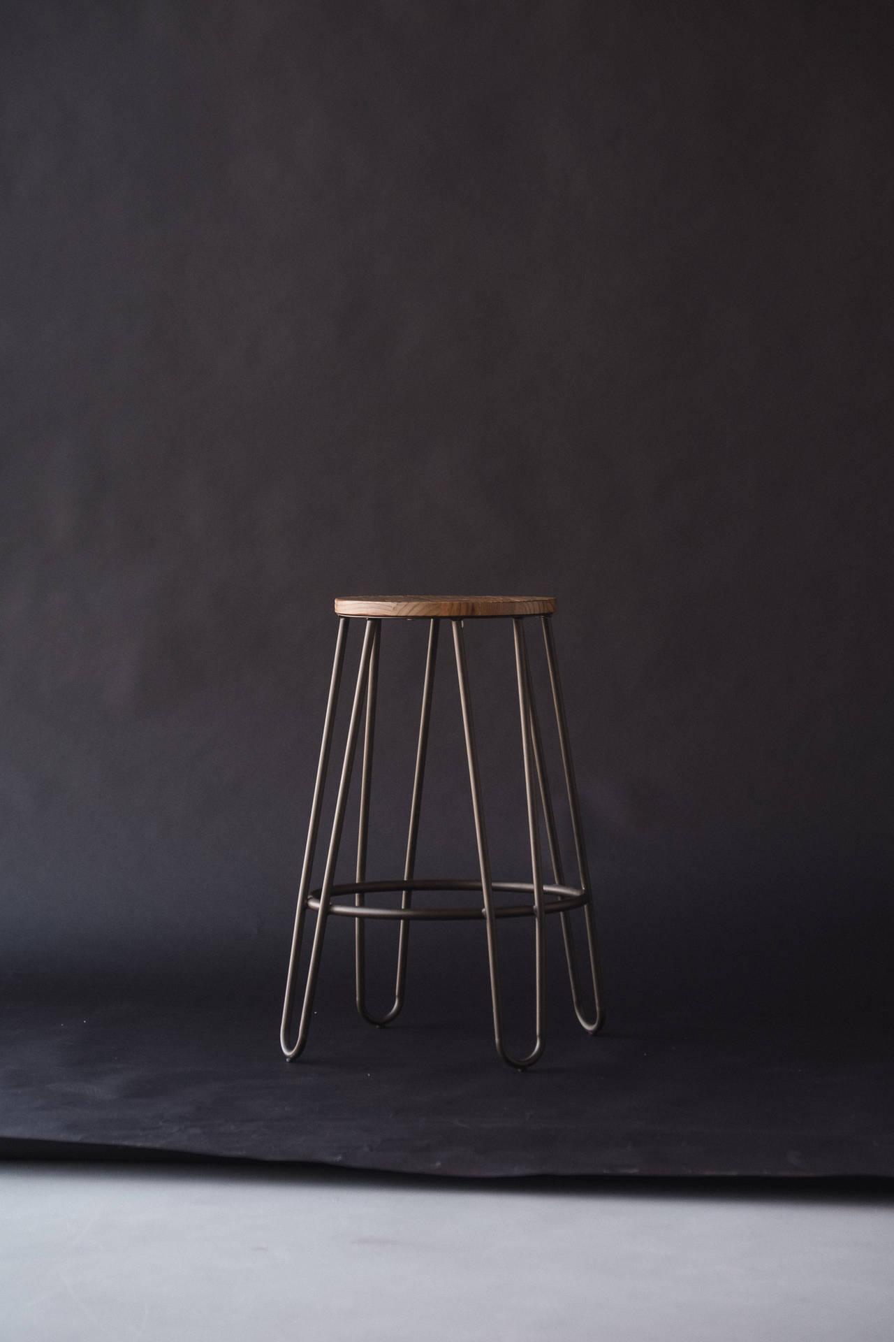 Lonely Wooden Stool With Black Background Background
