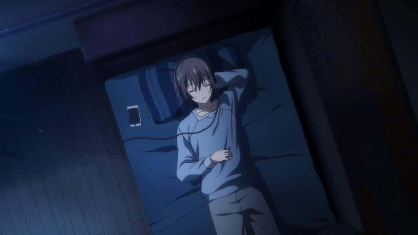 Loner Anime Boy In Bed Background