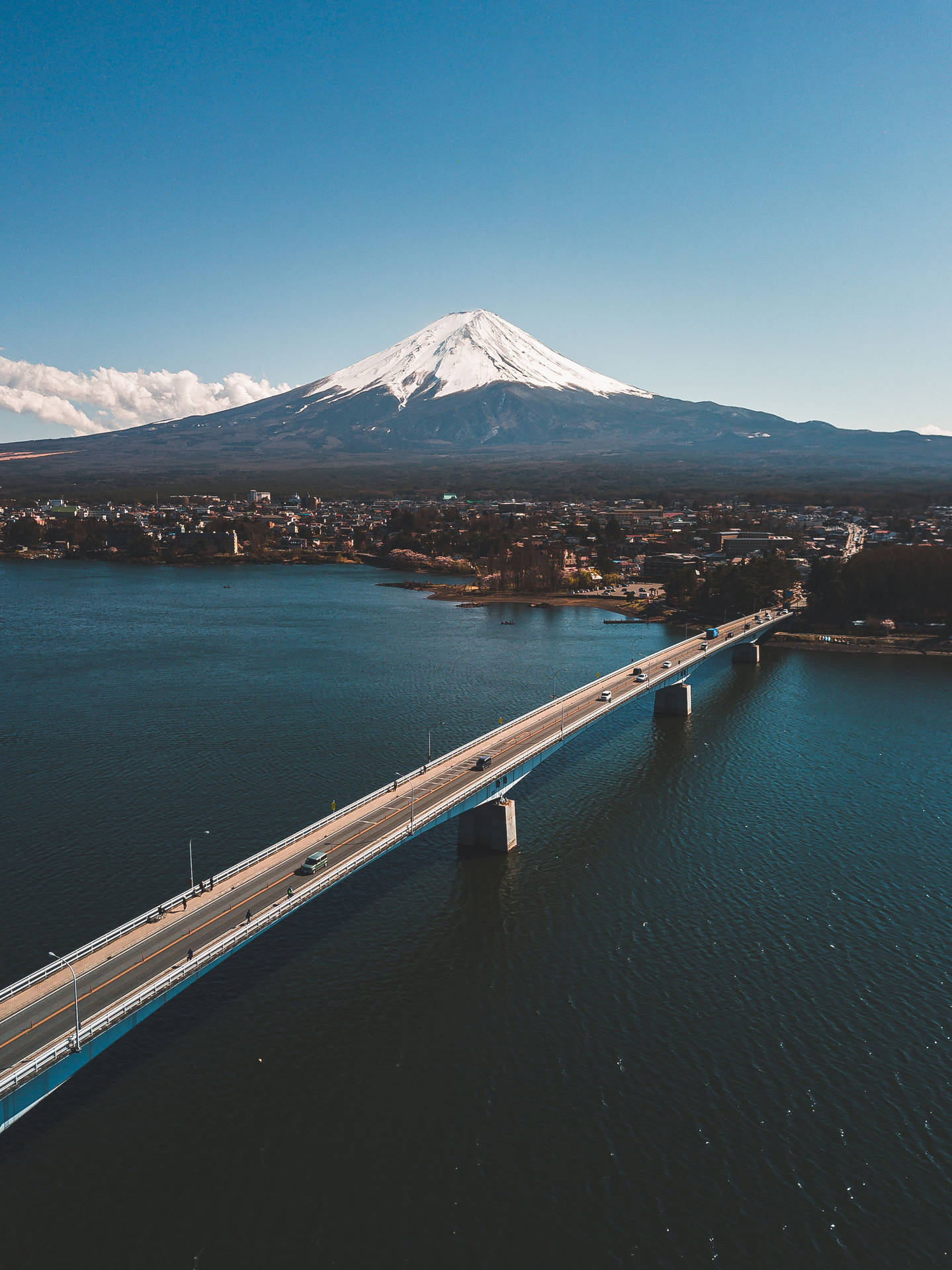 Long Bridge And Mount Fuji Background