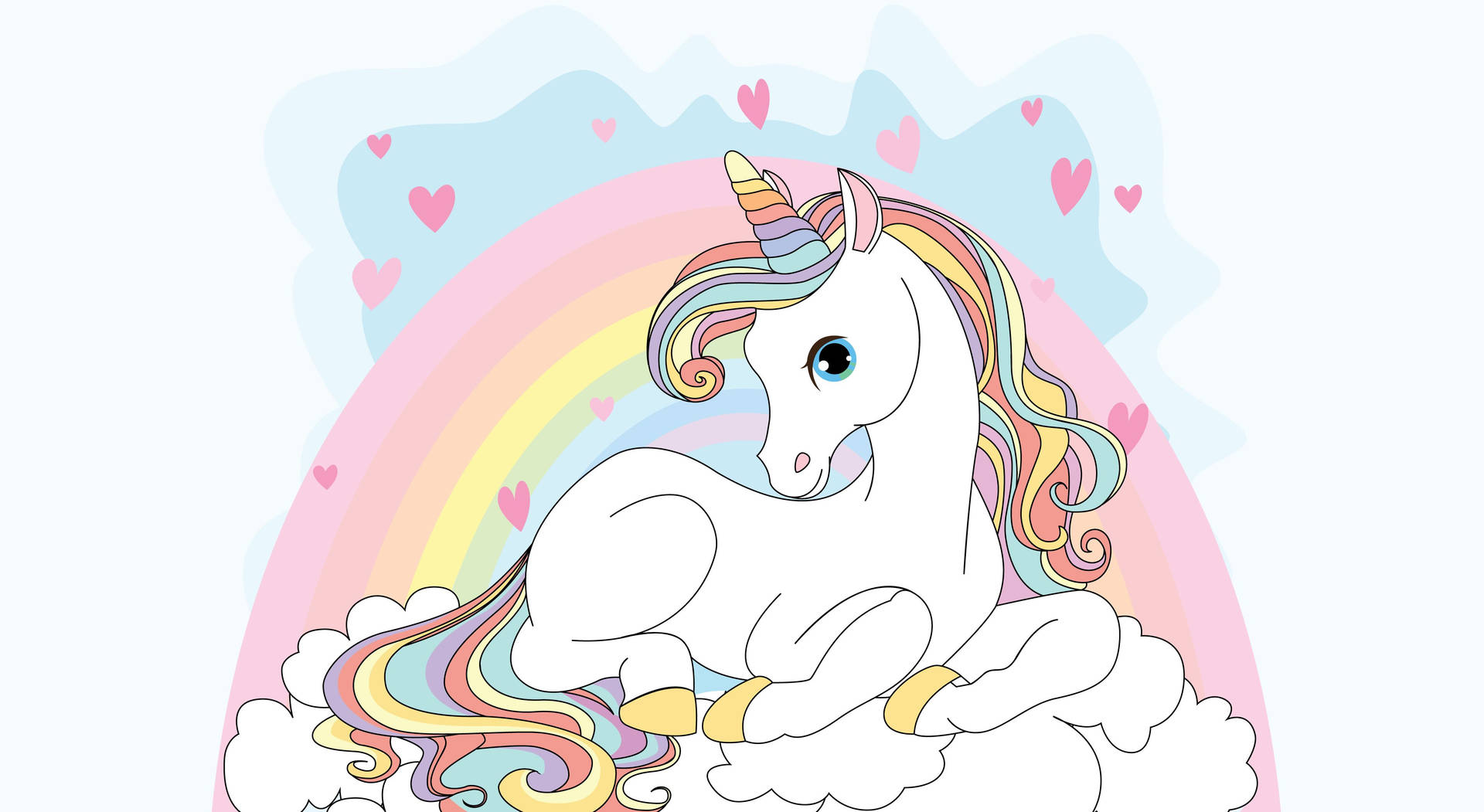 Long Haired Rainbow Unicorn Background