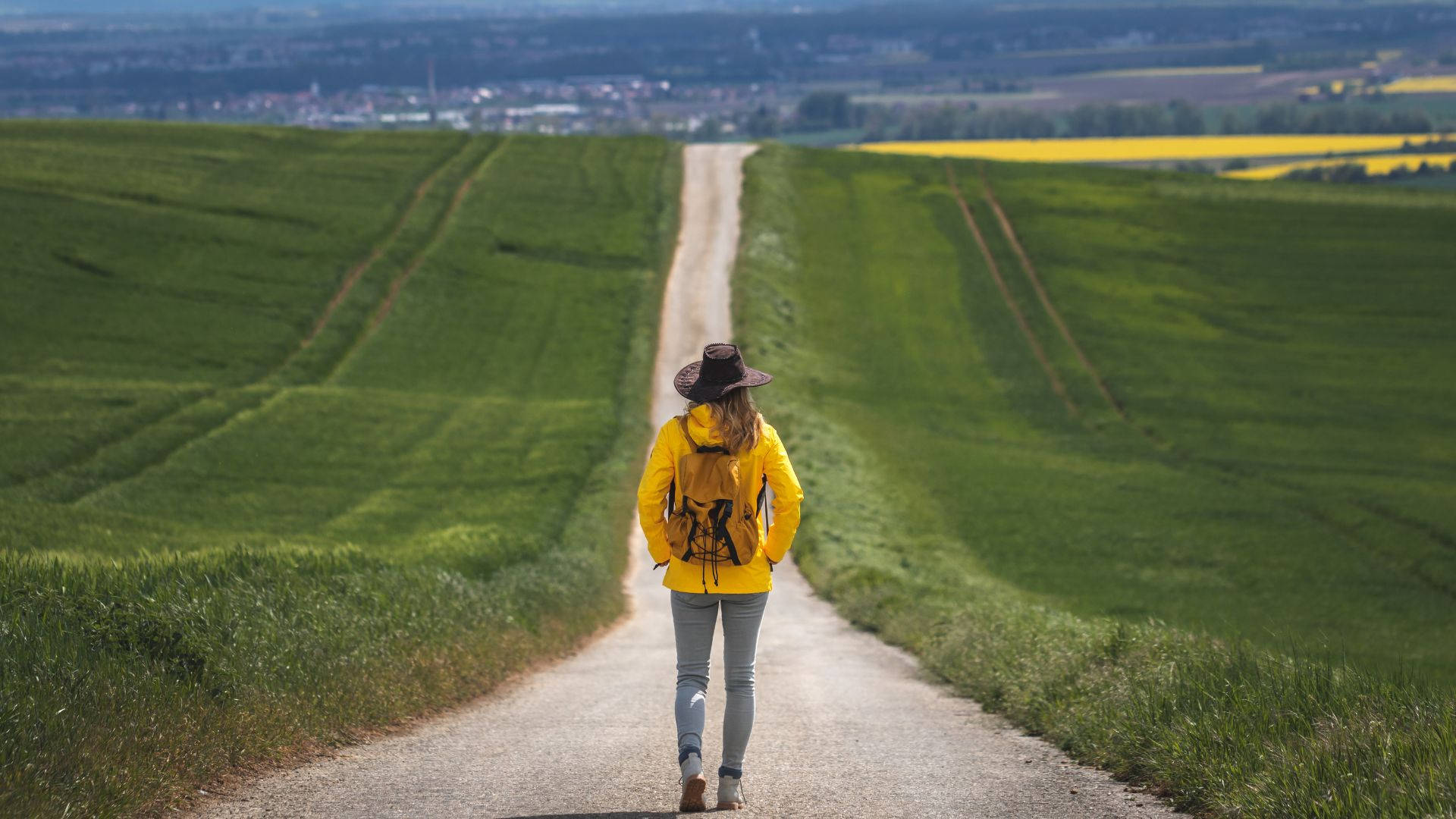 Long Journey Hiking Woman Background