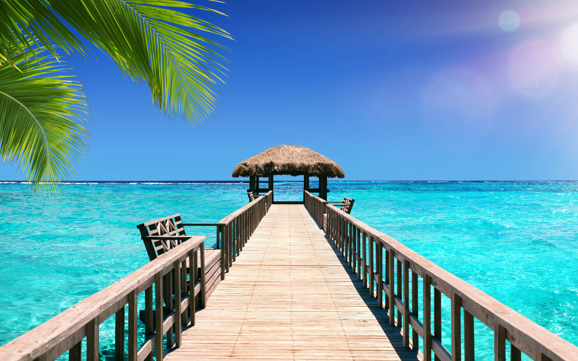 Long Wooden Pier Tropical Desktop Background