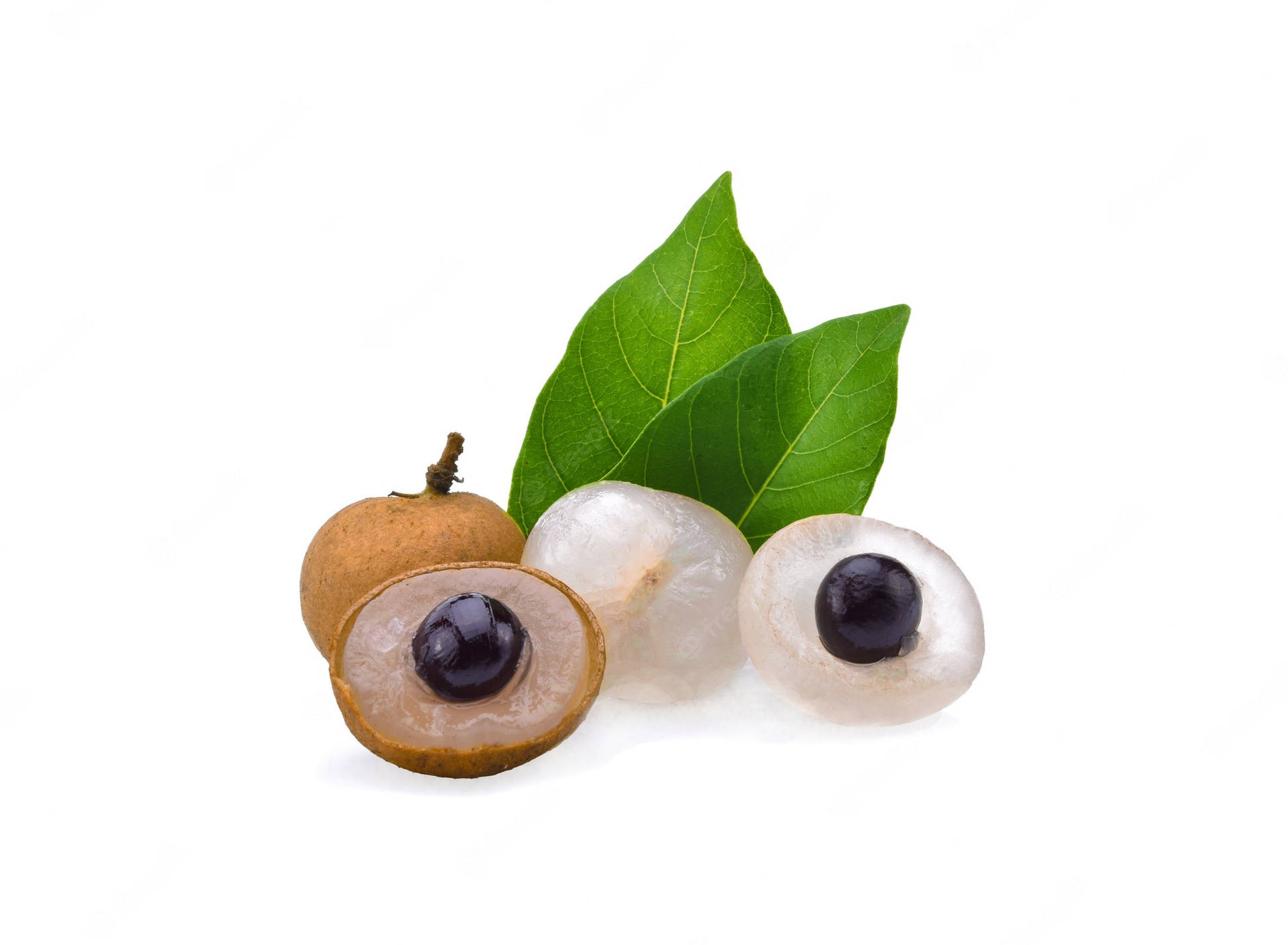 Longan Fruits With Two Leaves