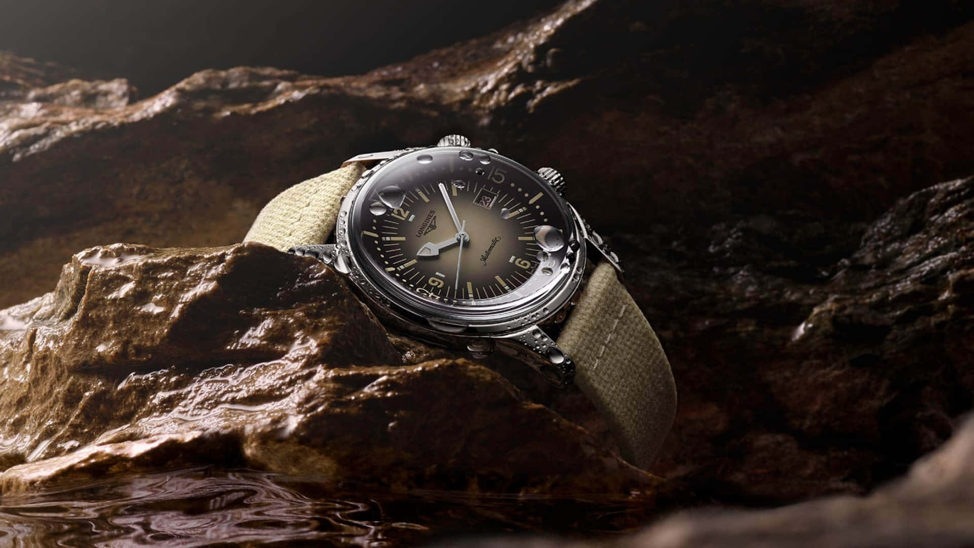 Longines Legend Diver Watch In The Rocks Background