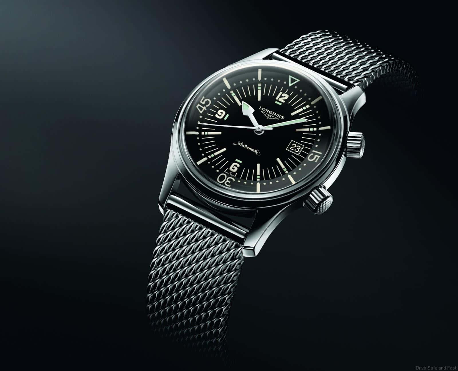 Longines Legend Diver Watch With Black Straps Background